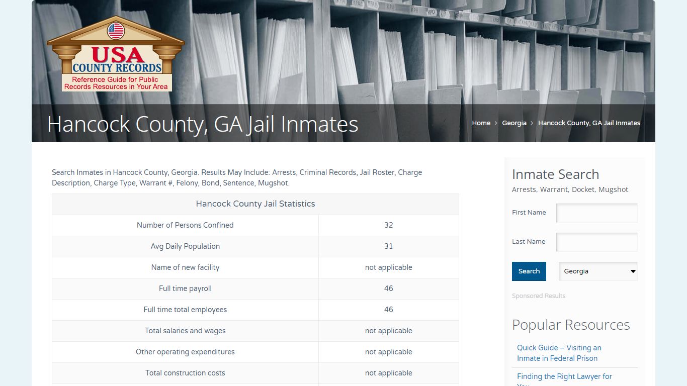 Hancock County, GA Jail Inmates | Name Search